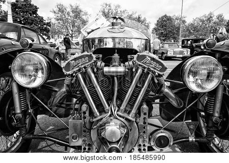 Berlin - May 11: Detail Car Morgan Super Sports, V-twin Three-wheelers (black And White), 26Th Oldti