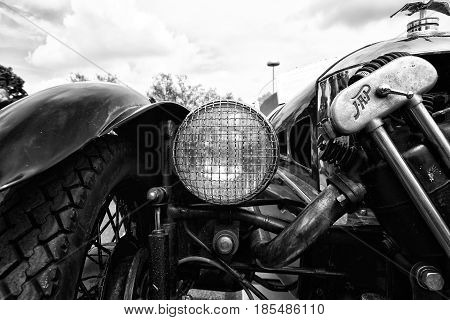 Berlin - May 11: Detail Car Morgan Super Sport, V-twin Three-wheelers (black And White), 26Th Oldtim