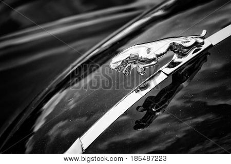 Berlin - May 11: The Logo Sports Car Jaguar Xk140 Roadster, (black And White), 26Th Oldtimer-tage Be
