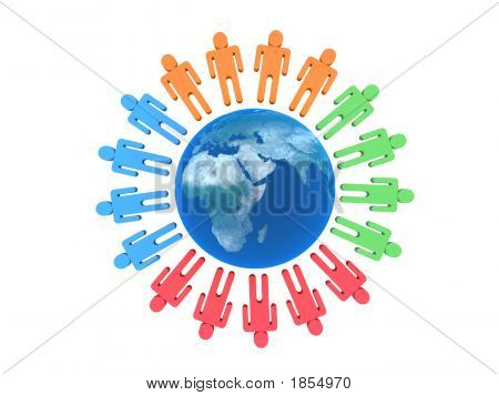Team Of People Arround Earth