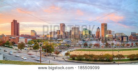 Inner Harbor Area In Downtown Baltimore