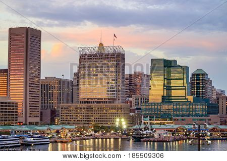 Inner Harbor Area In Downtown Baltimore