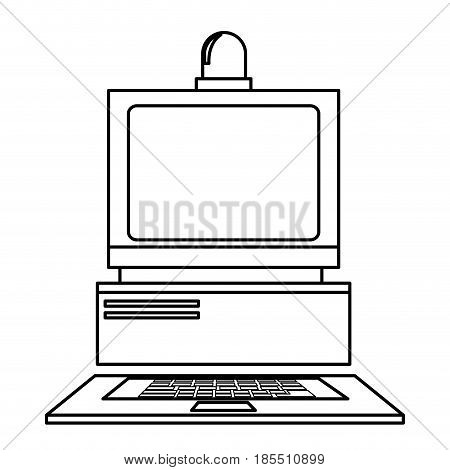 computer laboratory equipment technology line vector illustration