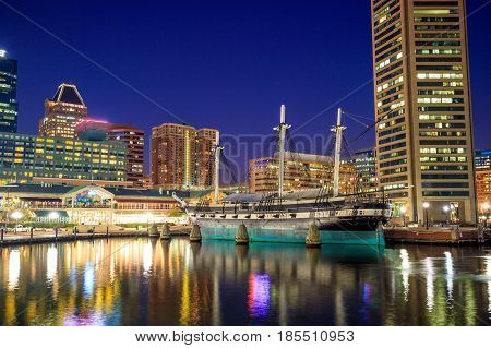 Inner Harbor Area In Downtown Baltimore