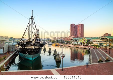 Inner Harbor Area In Downtown Baltimore