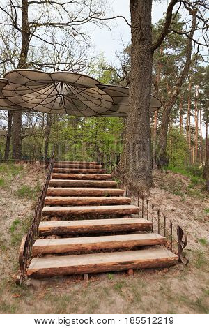 Gomel, Belarus - 30 April, 2017: A Beautiful Architectural Solution. Arbor Without Walls On The Basi