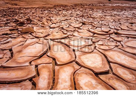 Cracked Ground In Valle De La Muerte Desert, San Pedro De Atacama, Chile