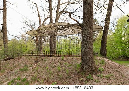 Gomel, Belarus - 30 April, 2017: A Beautiful Architectural Solution. Arbor Without Walls On The Basi