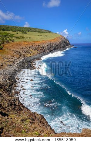 Cliffs On Rano Kau Volcano In Easter Island