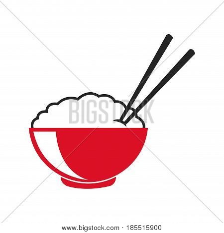 bowl of rice and chopsticks cooked dinner asian vector illustration