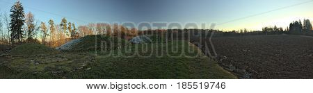 Panoramic View Of Tumulus And Field Near Landersdorf, Bavaria