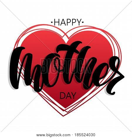 Happy Mother's Day lettering on heart vector.