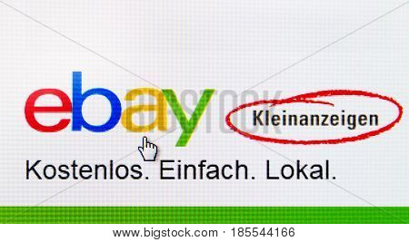 Dusseldorf Germany - May 09 2017: website of germany ebay small advertisement - ebay kleinanzeigen closeup