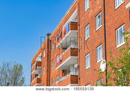 Council housing flat block in East London