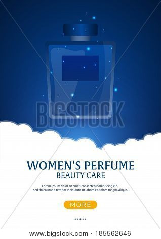 Perfume Bottle. Womens Perfume. Beauty Care. Template, Mockup For Ads, Magazine, Branding. Vector Il