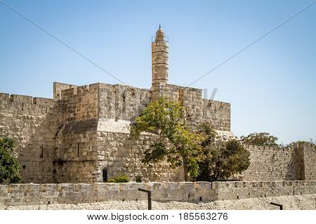 View of the Tower of David the ancient Jerusalem Citadel Old City of Jerusalem Israel