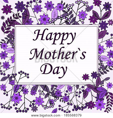 Mother's day greeting card with blossom flowers colorful