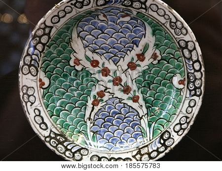 Turkish Iznik Ceramic In Ecouen Castle, France