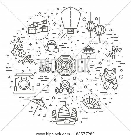 Vector icon set representing Japan travel destinations