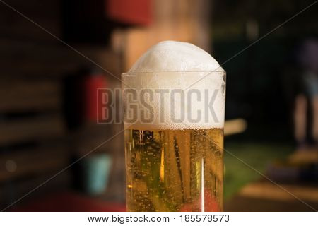 cold beer in frosty glas biergarten fresh
