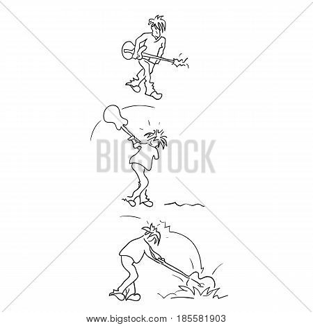 black and white drawing of an angry man smashing a guitar