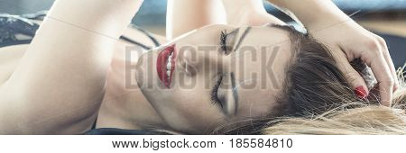 Sexy Woman With Red Lips