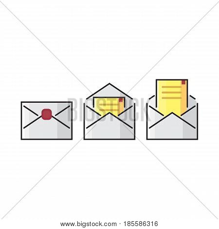 Color outline envelope mail icon. Colorful flat vector pixel perfect suitable for web and print. It is linear stokes and fills.