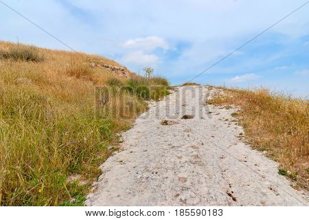 View on biblical landscape Beit Guvrin Maresha. Maresha also Marissa is the famous tourist and archaeological site in Israel
