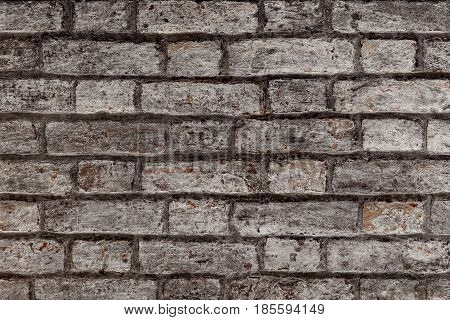 Background Of Old Vintage Dirty Brick Wall With Peeling Plaster