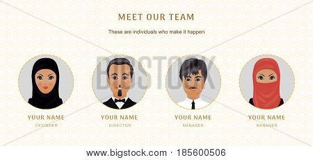 Muslim business characters set. Banners for your web design in business style