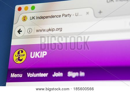 LONDON UK - APRIL 20TH 2017: The homepage of the official website for the UK Independence Party on 20th April 2017.