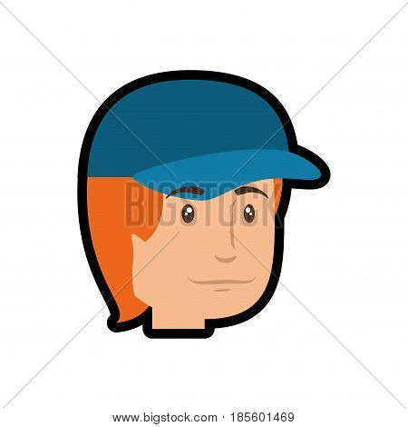 man wearing a cap, cartoon icon over white background. colorful design. vector illustraiton