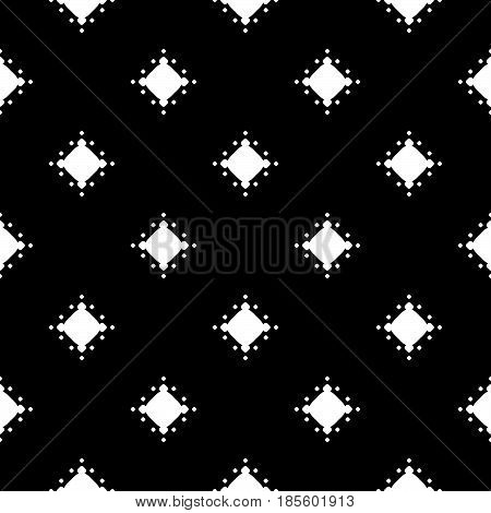 Vector monochrome texture, dotted seamless pattern, black & white geometric abstract background. Illustration with simple rounded figures, circular spots. Dark speckled backdrop. Design for decor