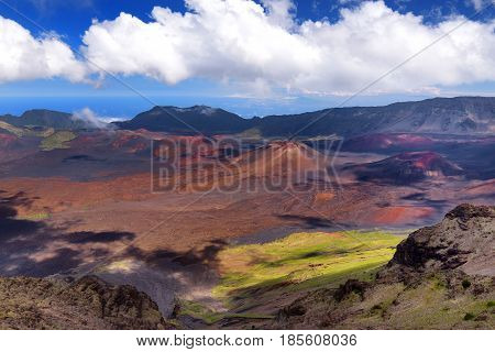 Stunning Landscape Of Haleakala Volcano Crater Taken At Kalahaku Overlook At Haleakala Summit, Maui,