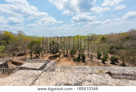 Ek Balam, the Mayan Archaeological Site from the Acropolis. Maya Ruins, Yucatan Peninsula, Mexico