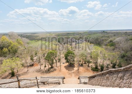Ek Balam, the Mayan Archaeological Site from the top of the Acropolis. Maya Ruins, Yucatan Peninsula, Mexico