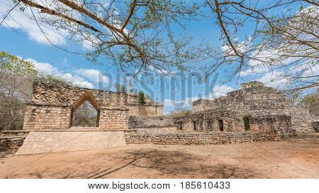 The entrance to Ek Balam, the Mayan Archaeological Site. Maya Ruins, Yucatan Peninsula, Mexico