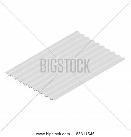 Sheet steel profile isolated on white background horizontal arrangement. Element of the design of building materials. 3D isometric style vector illustration.
