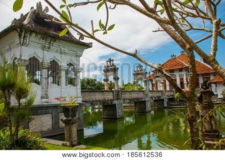 Architectural wonders at the Karangasem water temple in Bali, Indonesia. Beautiful Palace located on the third pond.