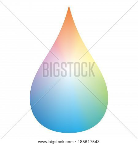 Gradient rainbow color drop - isolated vector illustration on white background.