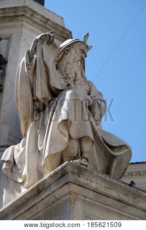 ROME, ITALY - SEPTEMBER 02: King David by Tadolini on the Column of the Immaculate Conception on Piazza Mignanelli in Rome, Italy on September 02, 2016.