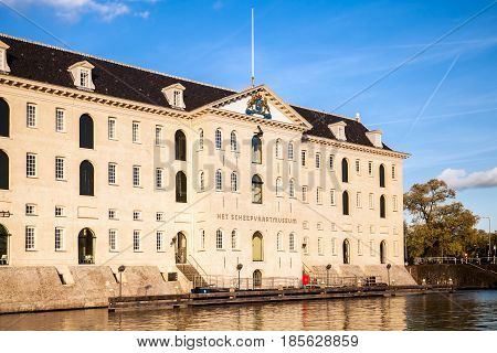 Amsterdam, Netherlands - April, 2017: The National Maritime Museum in Amsterdam, Netherlands