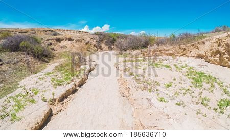 POV point of view - Little girl on a weekend hike in Paint Mines Interpretive Park in Colorado.