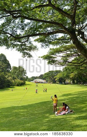 SINGAPORE- MAY 01 2017: Istana Grounds is open to the public in celebration Labour Day. The Istana is the official residence and office of the President of Singapore.