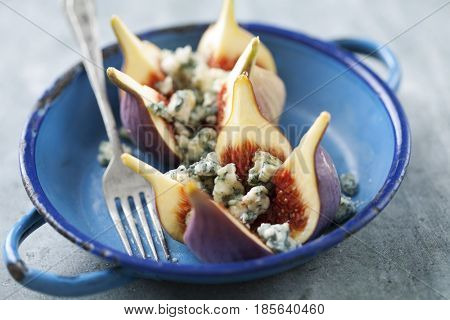 fresh figs and blue cheese