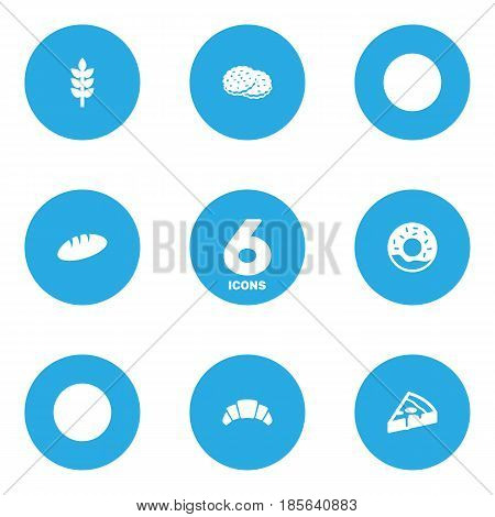 Set Of 6  Icons Set.Collection Of Shortcake, Dessert, Doughnut And Other Elements.