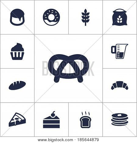 Set Of 13 Oven Icons Set.Collection Of Snack, Dessert, Doughnut And Other Elements.