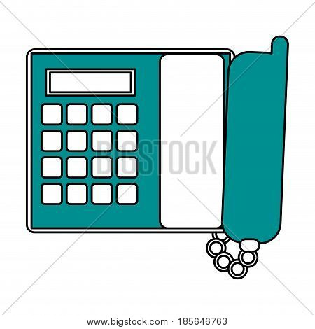 color contour cartoon blue base phone with auricular vector illustration
