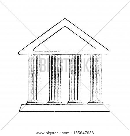 blurred silhouette cartoon skecth parthenon architecture icon vector illustration
