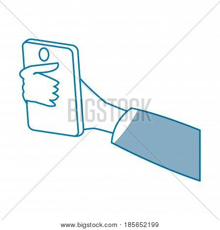 hand holding smartphone digital design vector illustration